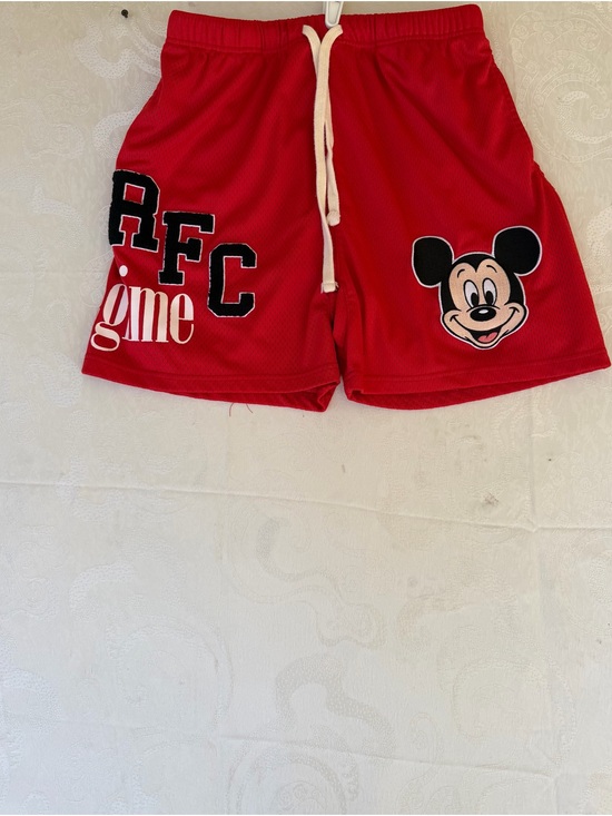 Civil Regime Other - Civil Regime Red Athletic Mesh Shorts with Mickey Graphic and AFC Lettering